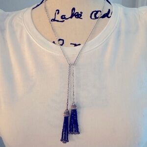 LAGOS S/S 18k Caviar ICON Lapis Tassels Lariat Necklace